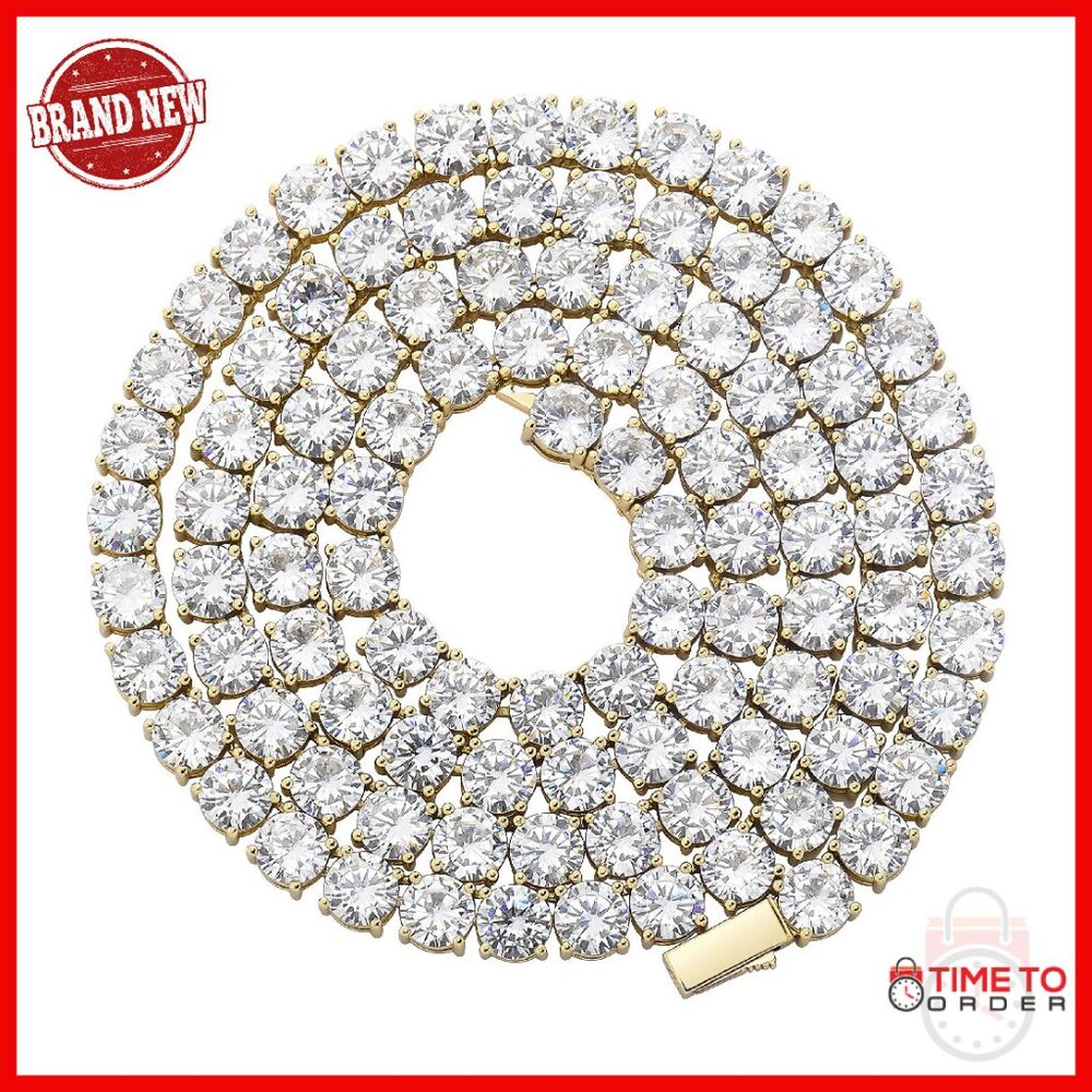 5mm Tennis Chain Necklace 14k Gold Plated Cubic Zirconia Choker
